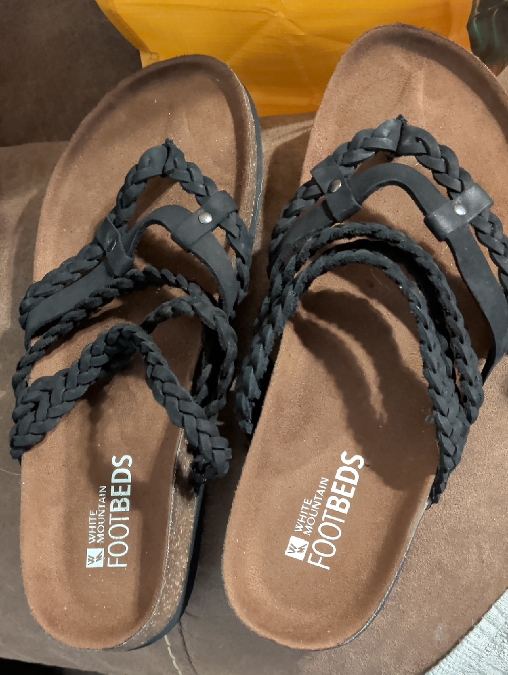 White Mountain Black Braided Footbed Sandals - Women's